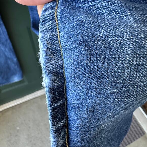 Agave Denim Copper Waterman Jeans 34x33 Made USA Relaxed Straight Distressed - Picture 4 of 9